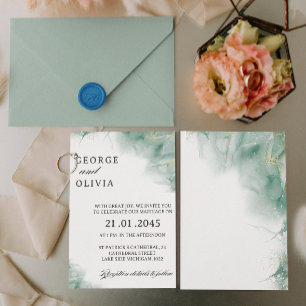 Modern Minimalist Artistic Green Abstract Wedding Invitation