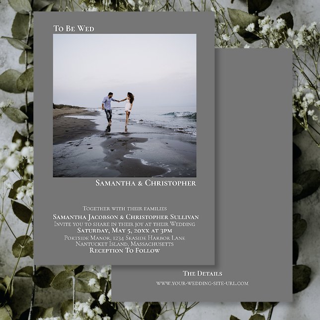 Modern Minimalist Artsy Simple Grey Photo Wedding Invitation (Creator Uploaded)