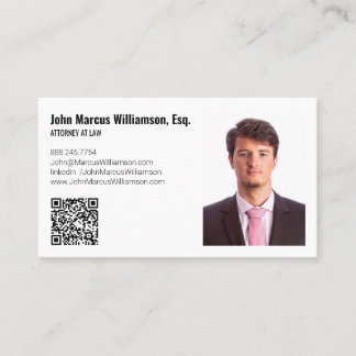 Modern Minimalist Attorney Customisable Photo & QR Business Card