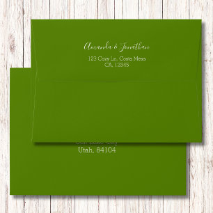 Modern Minimalist Avocado Green Pre-addressed  Envelope