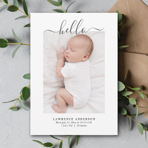 Modern Minimalist Baby Boy Photo Collage Birth Announcement