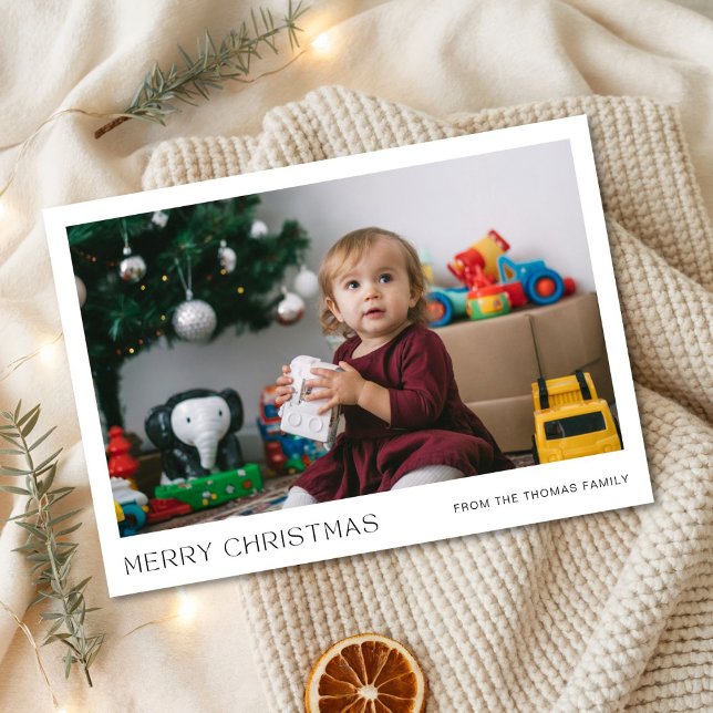 Modern Minimalist Baby Family Photo Christmas Holiday Card (Creator Uploaded)