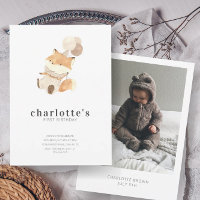 Modern Minimalist Baby Fox & Photo First Birthday