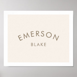 Modern Minimalist Baby Name Nursery Kids Room Poster