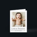 Modern Minimalist Baby Photo Birth Announcement<br><div class="desc">Share your gratitude with loved ones using this modern minimalist baby photo birth announcement thank you card. Featuring a beautiful full-photo layout and elegant typography, this personalized card is perfect for thanking friends and family for their love, gifts, and support as you welcome your new baby. The clean and timeless...</div>