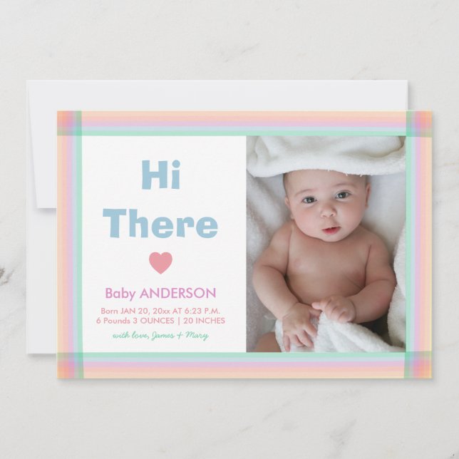 Modern Minimalist Baby Photo Birth Announcement (Front)