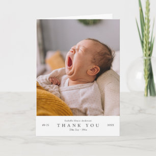 Modern Minimalist Baby Photo Two Photo Thank You Card