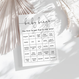 Modern Minimalist Baby Shower Bingo Game