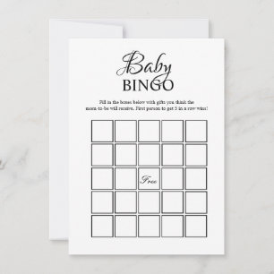 Modern Minimalist Baby shower bingo Game Card