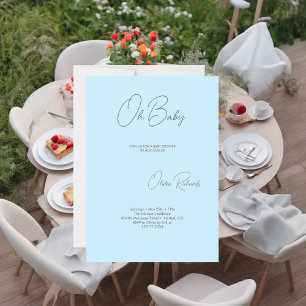 Modern Minimalist Baby Shower Oh Baby Blue Invitation