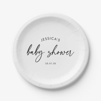 Modern Minimalist Baby Shower Paper Plate