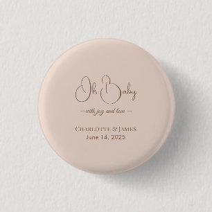 Modern Minimalist Baby Shower   Powder Blush 3 Cm Round Badge