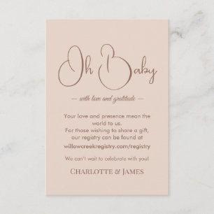 Modern Minimalist Baby Shower Powder Blush Enclosure Card