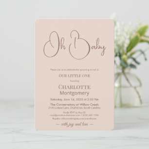 Modern Minimalist Baby Shower   Powder Blush Invitation