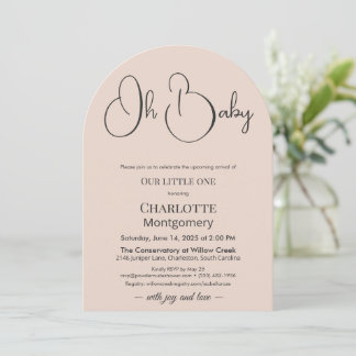 Modern Minimalist Baby Shower | Powder Blush Invitation