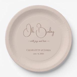 Modern Minimalist Baby Shower   Powder Blush Paper Plate