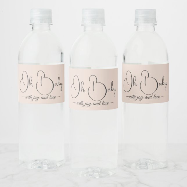 Modern Minimalist Baby Shower | Powder Blush Water Bottle Label (Bottles)