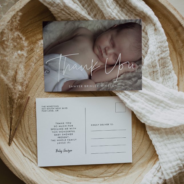 Modern minimalist Baby shower thank you Postcard (Creator Uploaded)