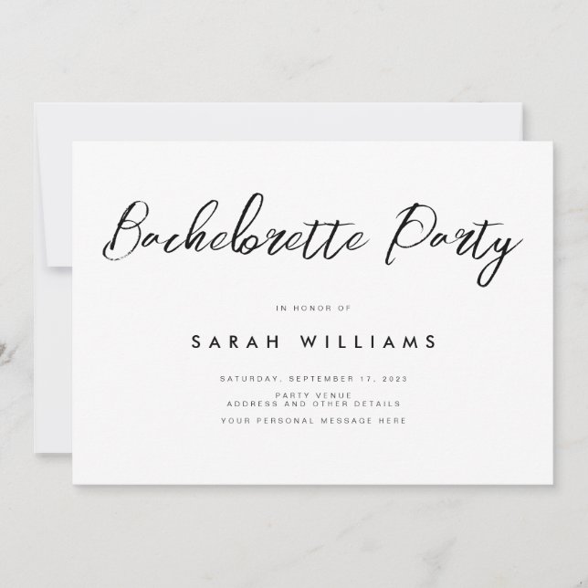 Modern Minimalist Bachelorette Party Invitation (Front)