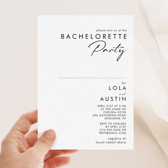 Modern Minimalist Bachelorette Party Invitation (Creator Uploaded)