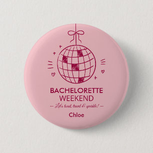 Modern Minimalist Bachelorette Weekend   Pink  6 Cm Round Badge