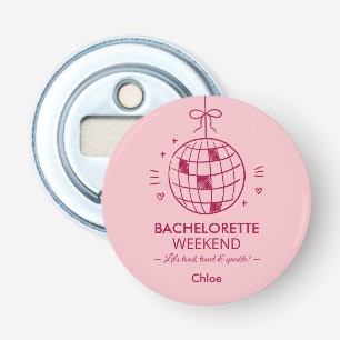 Modern Minimalist Bachelorette Weekend Pink Bottle Opener