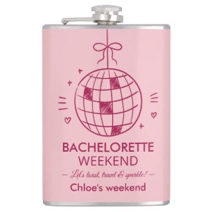 Modern Minimalist Bachelorette Weekend   Pink  Hip Flask