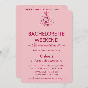 Modern Minimalist Bachelorette Weekend Pink Invitation