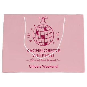 Modern Minimalist Bachelorette Weekend   Pink  Large Gift Bag
