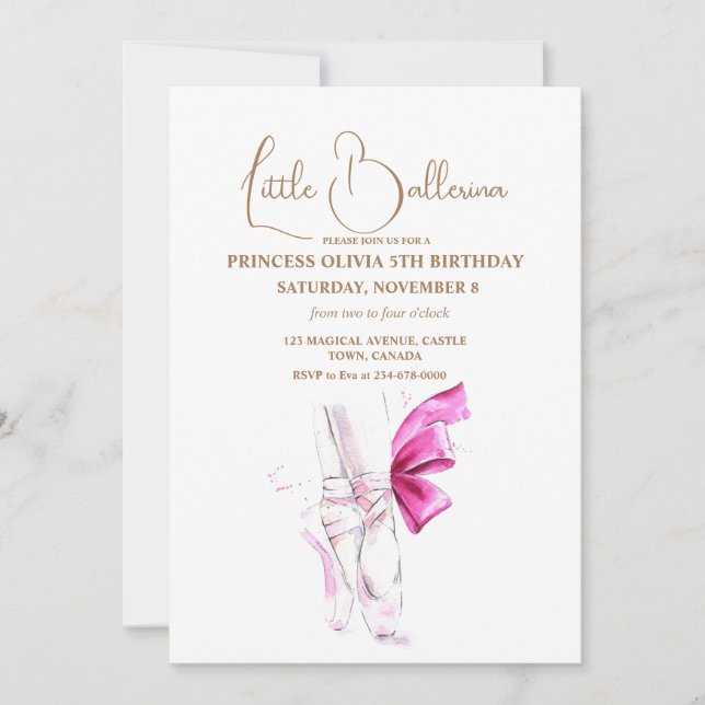 Modern Minimalist Ballerina Birthday Party  Invitation (Front)