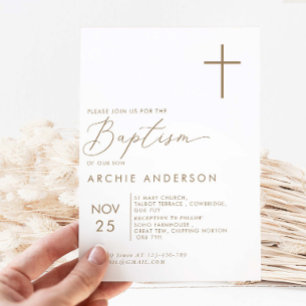 Modern Minimalist Baptism  Invitation