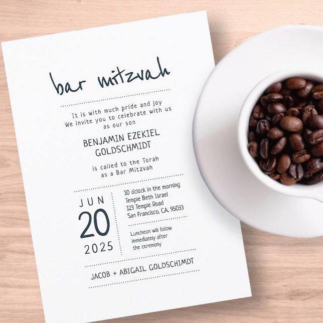 Modern + Minimalist Bar Mitzvah Invitation (Creator Uploaded)