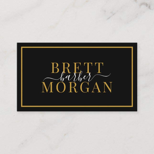 Modern Minimalist Barber Shop Hair Stylist Business Card (Front)