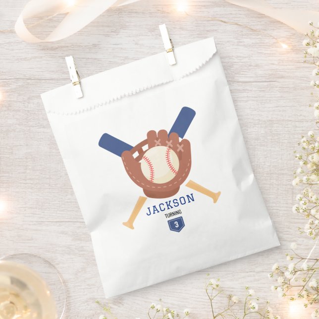 Modern Minimalist Baseball Batter Up Birthday Favour Bags (Clipped)