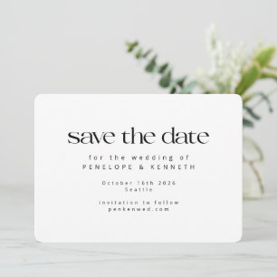 Modern Minimalist Basic White Simple Wedding Save The Date