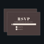 Modern Minimalist Bat Mitzvah Brown Custom RSVP Card<br><div class="desc">This bat mitzvah RSVP card features a rich brown background with ivory cream typography and a clear, easy-to-complete layout. Guests can quickly mark their response and return it, helping families keep planning organized and on schedule. All text is customizable, including the reply date, to match your event timeline. A practical...</div>