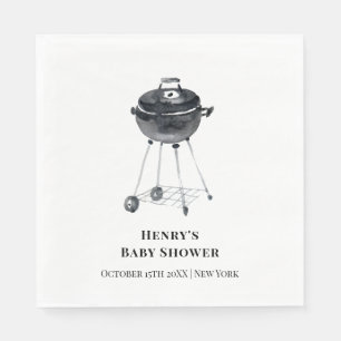 Modern Minimalist BBQ Grill Baby Shower Napkin