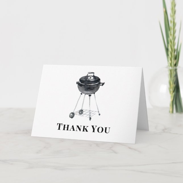 Modern Minimalist BBQ Grill Baby Shower  Thank You Card (Front)