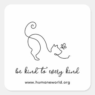 Modern Minimalist Be Kind To Every Kind Cat URL Square Sticker