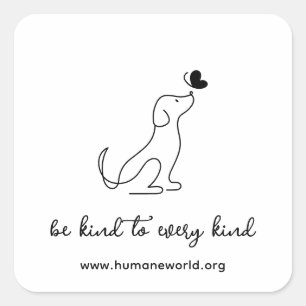Modern Minimalist Be Kind To Every Kind Dog URL Square Sticker