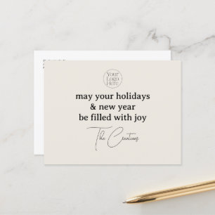 Modern Minimalist Beige Business Holiday Postcard