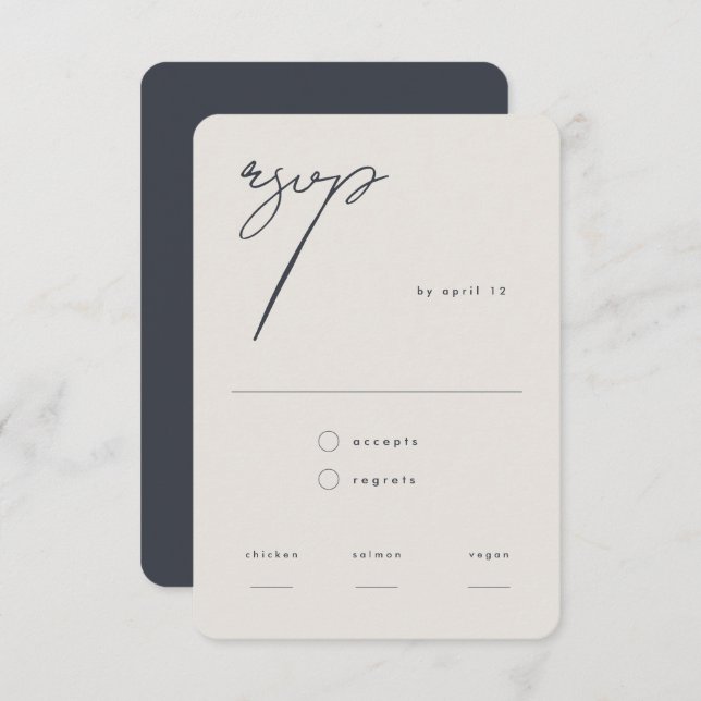 Modern Minimalist Beige Calligraphy QR Code  RSVP Card (Front/Back)