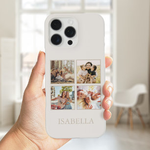 Modern Minimalist Beige Custom Photo Monogram iPhone 16 Pro Max Case