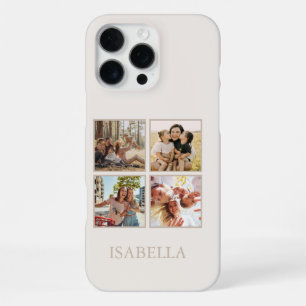 Modern Minimalist Beige Custom Photo Monogram iPhone 16 Pro Max Case