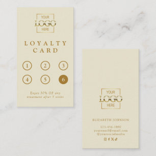 Modern Minimalist Beige & Gold Professional Reward Loyalty Card