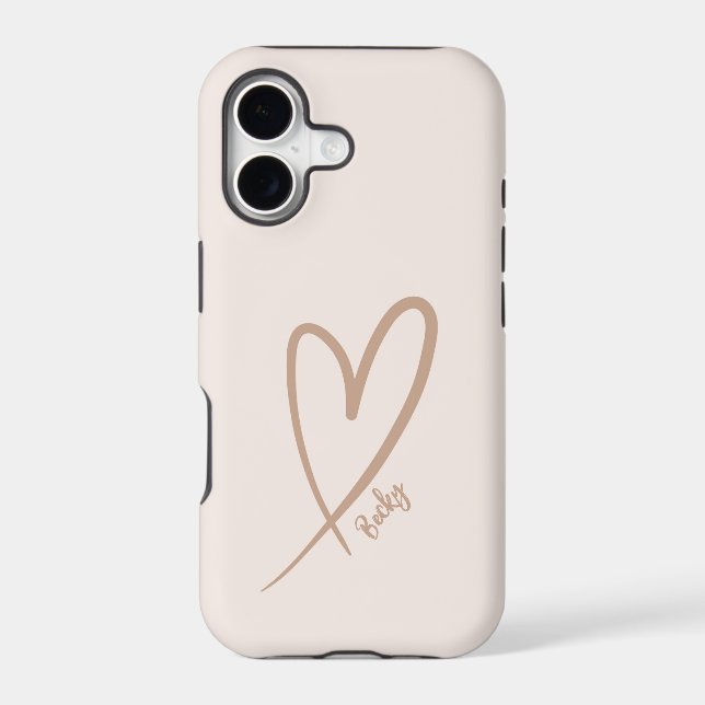 Modern Minimalist Beige Heart Love Name (Back)