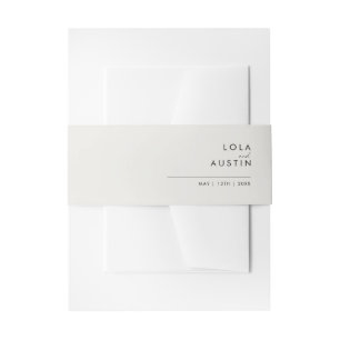 Modern Minimalist Beige Invitation Belly Band