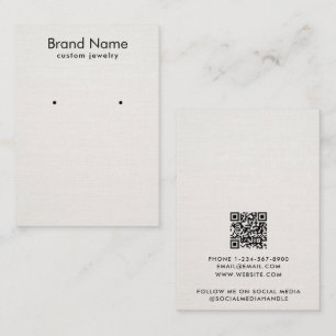 Modern Minimalist Beige Linen Jewelry Display Card