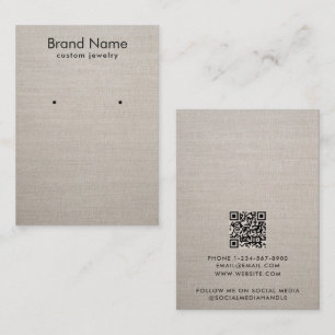 Modern Minimalist Beige Linen Jewelry Display Card