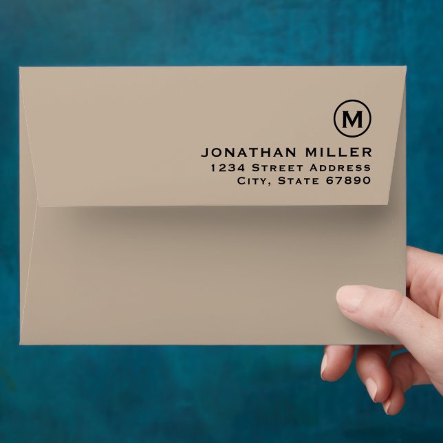 Modern Minimalist Beige Monogram Envelope (Hand)